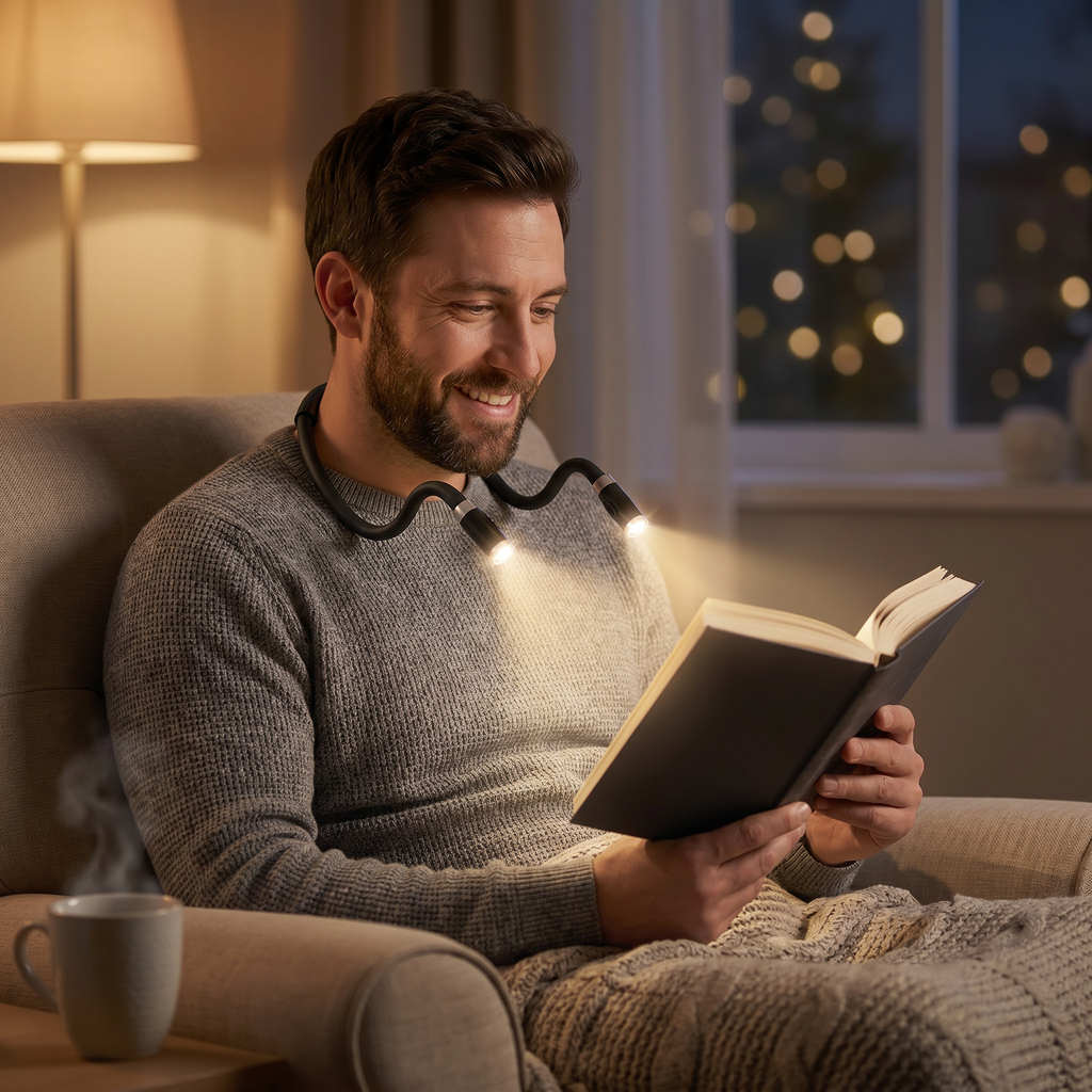 Hands-Free LED Reading Light — Flexible Neck Lamp