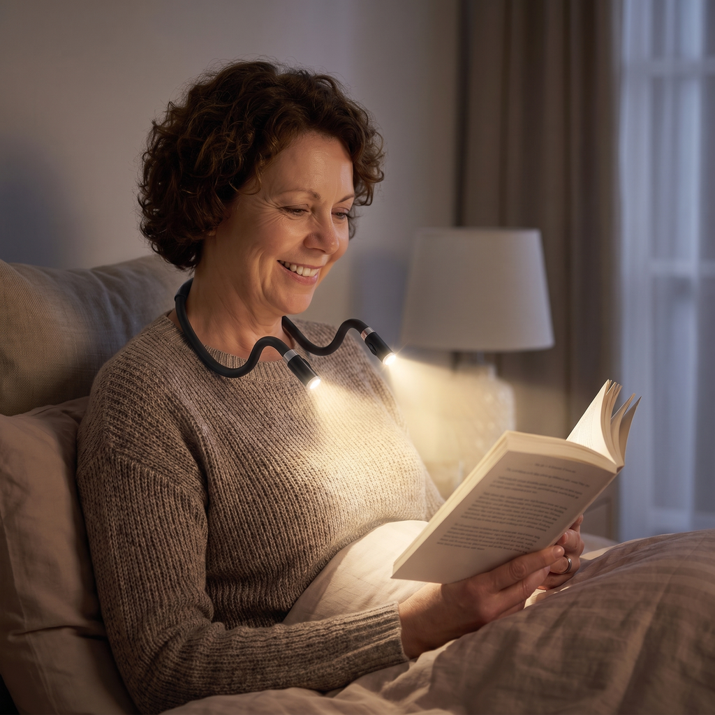 Hands-Free LED Reading Light — Flexible Neck Lamp
